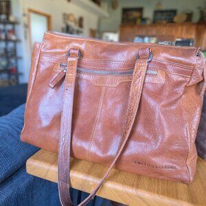 Spikes and Sparrow brown leather bag